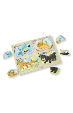 4 in 1 Peg puzzle, Pets. Puzzle lemn 4 in 1, Animale de companie