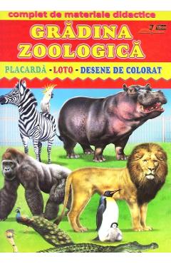 Gradina zoologica - Placarda, Loto, Desene de colorat - BIBLION