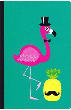 Carnetel Flamingo and Co: Verde cu flamingo si ananas
