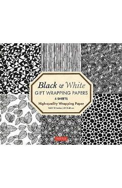 Black and White Gift Wrapping Papers - 6 sheets