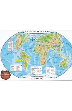 Harta politica a lumii + Harta fizica a lumii (pliata) calatorii