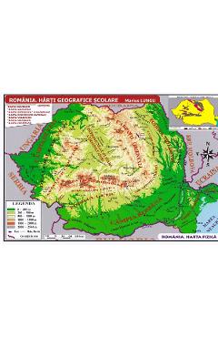 Harta fizica a Romaniei + Harta administrativa a Romaniei 1:3.200.000 (pliata) 1:3.200.000
