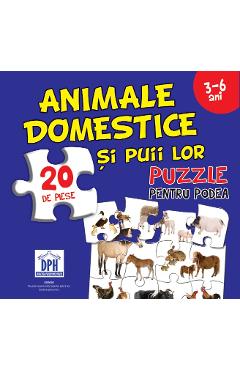 Animale domestice si puii lor. Puzzle pentru podea 3-6 ani