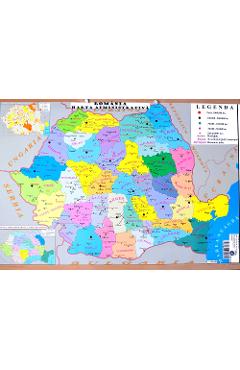 Harta de perete. Romania. Harta Administrativa + Harta Fizica