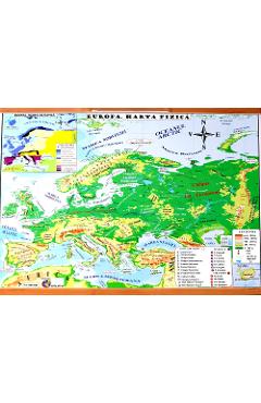 Harta de perete - Europa. Harta Fizica + Harta Politica