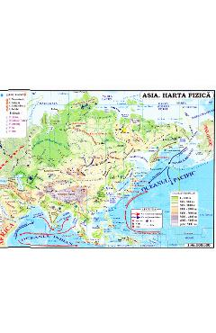 Asia - Harta Fizica + Harta Politica 1:46.000.000 (pliata)