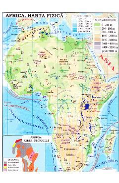 Africa + Australia - Harta fizica 1:40.000.000 (pliata)