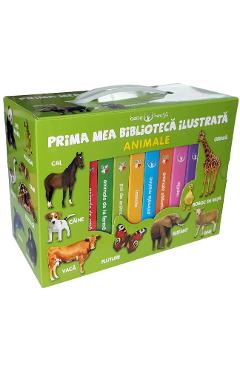 Prima mea biblioteca ilustrata: Animale. Bebe invata (Cutie cu 8 carticele) Animale poza bestsellers.ro