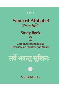 Sanskrit Alphabet (Devanagari) Study Book Volume 2 Conjunct consonants & Exercises on mantras and slokas - Medha Michika