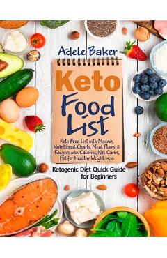 Keto Food List: Ketogenic Diet Quick Guide for Beginners: Keto Food List with Macros, Nutritional Charts Meal Plans & Recipes with Cal - Adele Baker