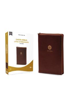 Rvr60 Santa Biblia Letra Supergigante, Leathersoft, Caf� C/Cierre - Rvr 1960- Reina Valera 1960