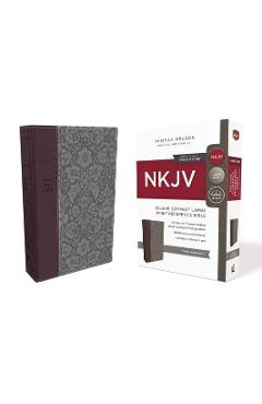 NKJV, Deluxe Reference Bible, Compact Large Print, Imitation Leather, Purple, Red Letter Edition, Comfort Print - Thomas Nelson