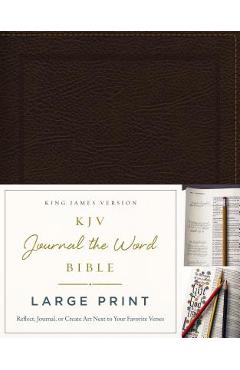 KJV, Journal the Word Bible, Large Print, Bonded Leather, Brown, Red Letter Edition: Reflect, Journal, or Create Art Next to Your Favorite Verses - Thomas Nelson