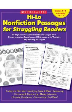 Hi-Lo Nonfiction Passages for Struggling Readers: Grades 6-8: 80 High-Interest/Low-Readability Passages with Comprehension Questions and Mini-Lessons - Maria Chang