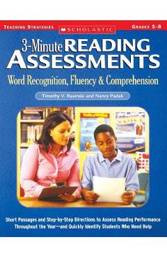 3-minute reading assessments prehension: word recognition, fluency, & comprehension - joanna davis-swing