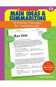 35 Reading Passages for Comprehension: Main Ideas & Summarizing: 35 Reading Passages for Comprehension - Linda Ward Beech