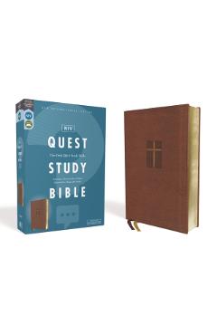 Niv, Quest Study Bible, Leathersoft, Brown, Comfort Print: The Only Q and A Study Bible - Christianity Today Intl