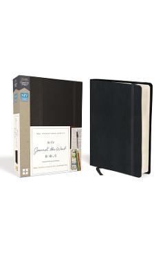 NIV, Journal the Word Bible, Hardcover, Black, Red Letter Edition, Comfort Print: Reflect, Take Notes, or Create Art Next to Your Favorite Verses - Zondervan