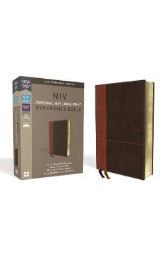 NIV, Personal Size Reference Bible, Large Print, Imitation Leather, Brown, Red Letter Edition, Comfort Print - Zondervan