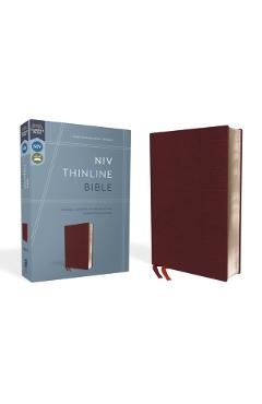 NIV, Thinline Bible, Bonded Leather, Burgundy, Red Letter Edition - Zondervan