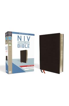 NIV, Thinline Bible, Large Print, Bonded Leather, Black, Red Letter Edition - Zondervan