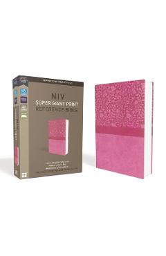 NIV, Super Giant Print Reference Bible, Giant Print, Imitation Leather, Pink, Red Letter Edition - Zondervan
