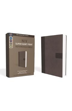 NIV, Super Giant Print Reference Bible, Giant Print, Imitation Leather, Gray, Red Letter Edition - Zondervan