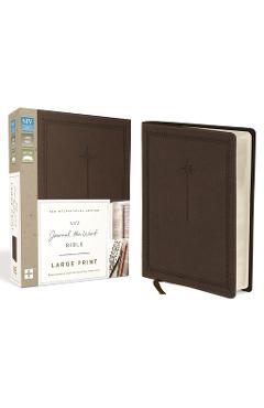 NIV, Journal the Word Bible, Large Print, Imitation Leather, Brown: Reflect, Journal, or Create Art Next to Your Favorite Verses - Zondervan