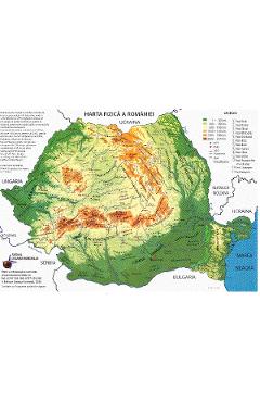 Plansa Harta Romaniei administrativa + fizica - STEAUA NORDULUI