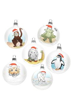 Set 6 globuri de Craciun pictate manual. Set of 6 hand painted glass Christmas baubles
