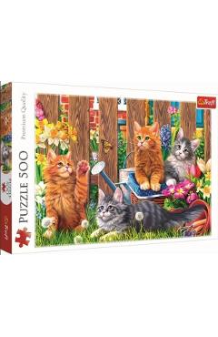 Puzzle 500. Pisicute in gradina