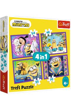 Puzzle 4 in 1. In lumea minionilor