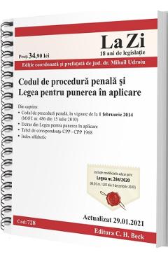 Codul de procedura penala si legea pentru punerea in aplicare Act.29.01.2021