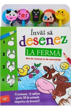 Invat sa desenez: La ferma. Set de colorat si de activitati - LITERA