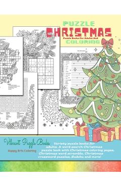 CHRISTMAS puzzle books for adults and coloring. Variety puzzle books for adults. A word search Christmas puzzle book with Christmas coloring pages, Ch - Vibrant Puzzle Books