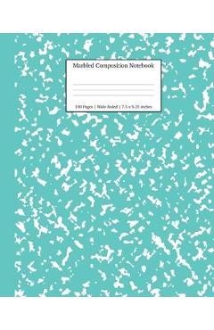 Marbled Composition Notebook: Turquoise Marble Wide Ruled Paper Subject Book - Young Dreamers Press