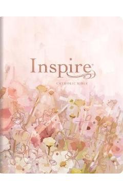 Inspire Catholic Bible NLT Large Print (Leatherlike, Pink Fields with Rose Gold): The Bible for Coloring & Creative Journaling - Tyndale
