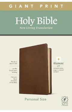 NLT Personal Size Giant Print Bible, Filament Enabled Edition (Red Letter, Leatherlike, Rustic Brown) - Tyndale