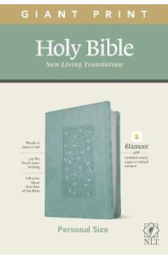 NLT Personal Size Giant Print Bible, Filament Enabled Edition (Red Letter, Leatherlike, Floral Frame Teal) - Tyndale