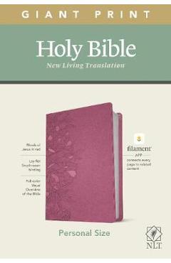 NLT Personal Size Giant Print Bible, Filament Enabled Edition (Red Letter, Leatherlike, Peony Pink) - Tyndale