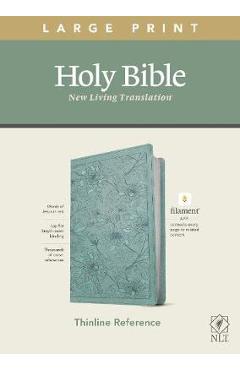 NLT Large Print Thinline Reference Bible, Filament Enabled Edition (Red Letter, Leatherlike, Floral/Teal) - Tyndale