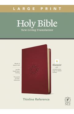 NLT Large Print Thinline Reference Bible, Filament Enabled Edition (Red Letter, Leatherlike, Berry) - Tyndale