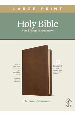 NLT Large Print Thinline Reference Bible, Filament Enabled Edition (Red Letter, Leatherlike, Rustic Brown) - Tyndale