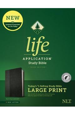 NLT Life Application Study Bible, Third Edition, Large Print (Leatherlike, Black/Onyx, Indexed) - Tyndale