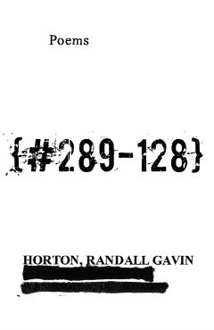 {#289-128}: Poems - Randall Horton