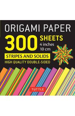 Origami Paper 300 Sheets Stripes and Solids 4 (10 CM): Tuttle Origami Paper: High-Quality Double-Sided Origami Sheets Printed with 12 Different Design - Tuttle Publishing
