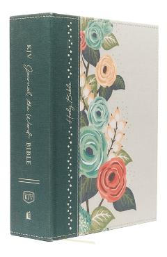 KJV, Journal the Word Bible, Large Print, Green Floral Cloth, Red Letter Edition: Reflect, Journal, or Create Art Next to Your Favorite Verses - Thomas Nelson
