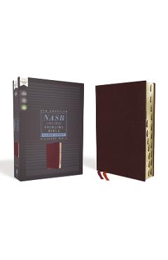 Nasb, Thinline Bible, Large Print, Bonded Leather, Burgundy, Red Letter Edition, 1995 Text, Thumb Indexed, Comfort Print - Zondervan