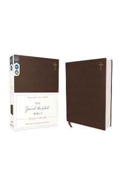 Niv, Journal the Word Bible, Double-Column, Leathersoft, Brown, Red Letter Edition, Comfort Print: Reflect, Take Notes, or Create Art Next to Your Fav - Zondervan