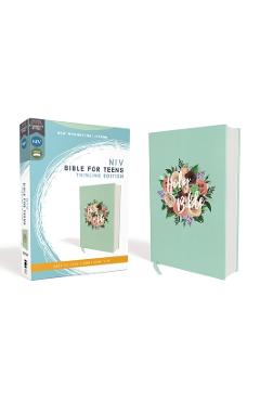 Niv, Bible for Teens, Thinline Edition, Cloth Over Board, Floral, Red Letter Edition, Comfort Print - Zondervan